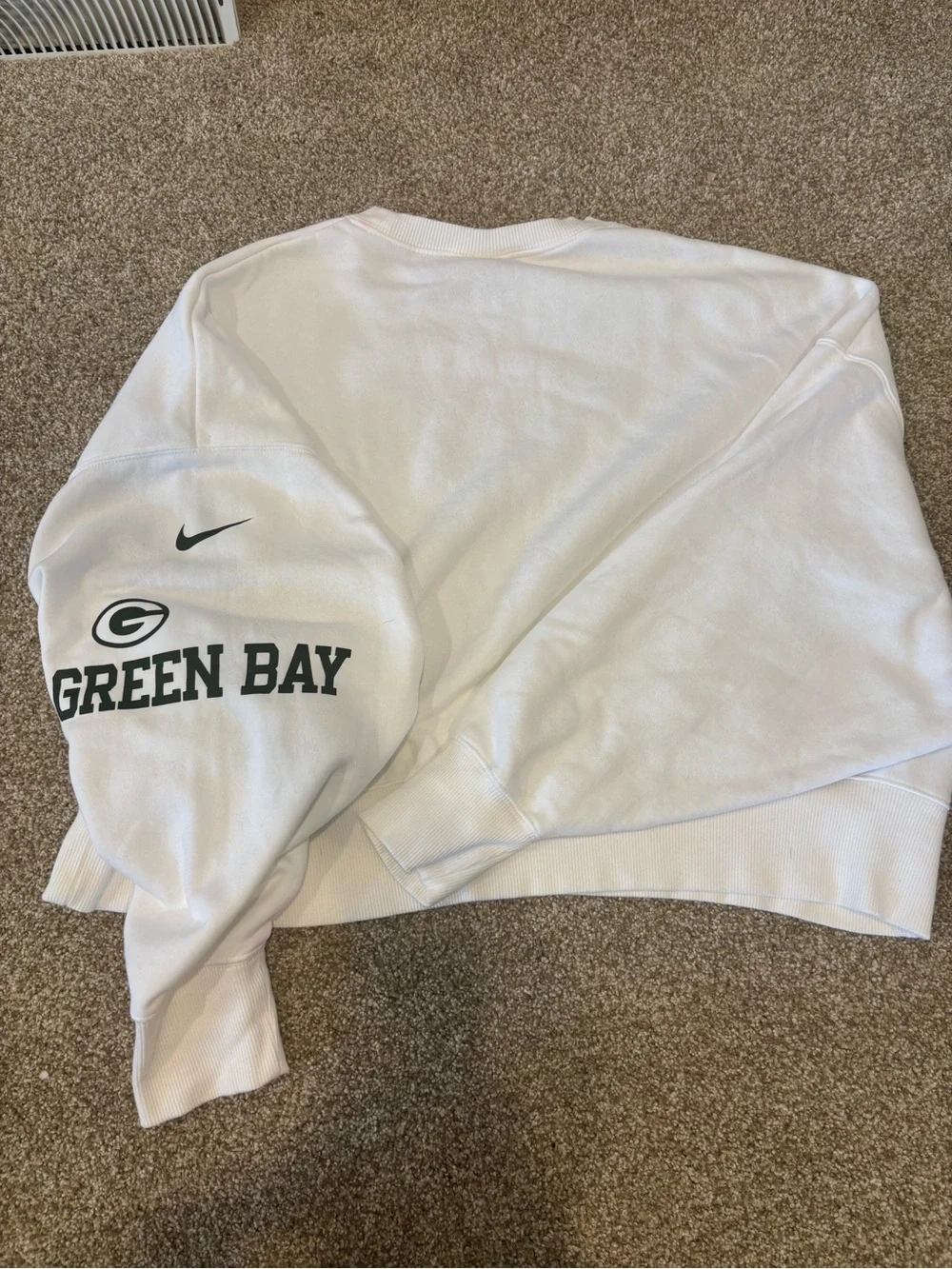 Nike White Green Bay Packers Crewneck Sweatshirt